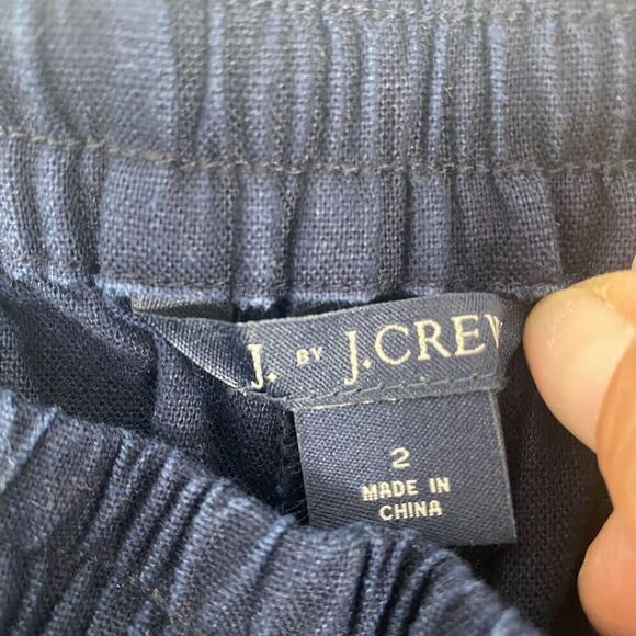 J.Crew Linen-Cotton Blend Navy Blue Drawstring Casual Pull On Pants Size 2 - Picture 14 of 16